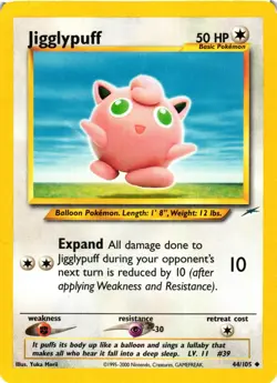 Pokemon TCG Jigglypuff 44/105 Neo Destiny Unlimited Uncommon LP - Image 1