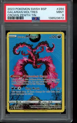 PSA 9 - 2023 Galarian Moltres SWSH284 SWSH: Sword & Shield Promo Cards Holo - Image 1