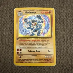 (1st edition) Pokemon MACHAMP Card Set 8/102 Holo Rare HP - Image 1