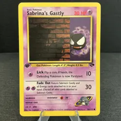 Sabrina's Gastly 96/132 1st Edition Gym Challenge Vintage Pokemon TCG Card - Image 1