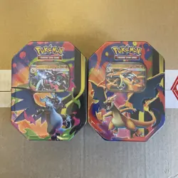Pokemon Mega Charizard X & Y Tins (x2 Pair) - Both Artworks - Brand New & Sealed - Image 1