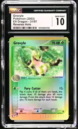 Pokemon Grovyle 31/97 EX Dragon Reverse Holo Rare CGC 10 GEM MINT - Image 1