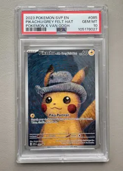 2023 Pokemon Van Gogh Pikachu with Grey Felt Hat SVP EN #085 Promo PSA 10 MINT - Image 1