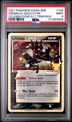 2021 POKEMON SWSH BLACK STAR PROMO #144 GRENINJA-GOLD STAR PSA 9 - Image 1