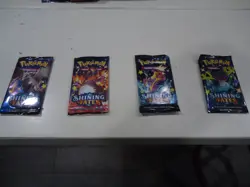 AUTHENTIC POKEMON 4= Shining Fates Booster Packs Factory Sealed All 4 Art Sets! - Image 1