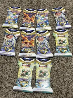 10 Pokemon TCG Sword & Shield-Brilliant Stars Sleeved Booster Pack - Image 1