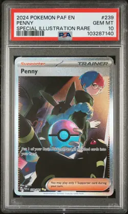 2024 POKEMON PAF EN-PALDEAN FATES SPECIAL ILLUSTRATION RARE #239 PENNY PSA 10 - Image 1