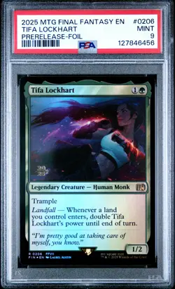 MTG Final Fantasy #0206 Tifa Lockhart Prerelease-Foil PSA 9 FF7 - Image 1