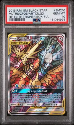 2019 POKEMON SM BLACK STAR PROMO FULL ART/MOLTRES & ZAPDOS & ARTICUNO GX PSA 10 - Image 1
