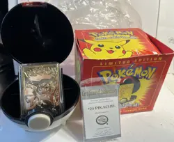 New! Pokemon Pikachu Trading Card 23k Gold Plated 1999 Burger King Mint In Box! - Image 1