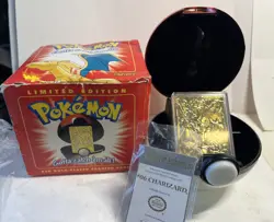 New! Pokemon Charizard Trading Card 23k Gold Plated 1999 Burger King Mint In Box - Image 1