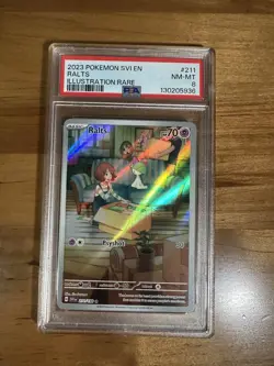 2023 Pokemon SVI en Ralts Illustration Rare Card #211 PSA 8 NM-MT - Image 1