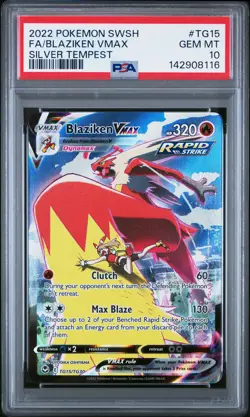 2022 POKEMON SWORD & SHIELD SILVER TEMPEST #TG15 FULL ART/BLAZIKEN VMAX PSA 10 - Image 1