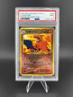 Pokemon Charizard Neo 2 Japanese Reverse Holo Promo #006 PSA 9 Mint - Image 1
