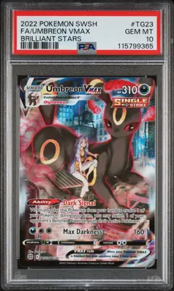 2022 POKEMON SWORD & SHIELD BRILLIANT STARS #TG23 FULL ART/UMBREON VMAX PSA 10 - Image 1