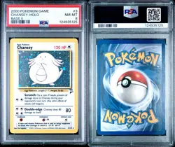 PSA 8 NM-MT Chansey Base Set 2 Holo Rare Pokemon Card 3/130 with Card Guard! - Image 3