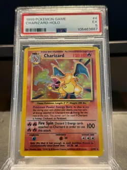 1999 POKEMON BASE SET UNLIMITED #4 CHARIZARD-HOLO PSA 5 - Image 1