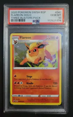 Pokemon Flareon Three Blisters Pk. Black Star Holo Promo SWSH041 PSA 10 Gem Mint - Image 1