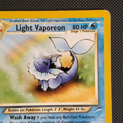 Pokemon TCG Light Vaporeon Neo Destiny Card 52/105 MP - Image 3