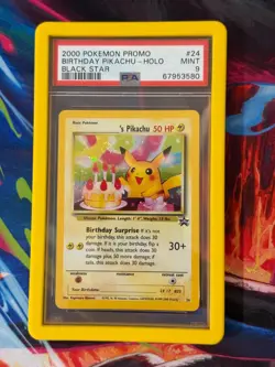 Pokemon 2000 Birthday Pikachu #24 Holo Black Star Promo Card PSA 9 - Image 1