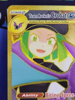 POKEMON TCG - DESTINED RIVALS - TEAM ROCKET'S CROBAT EX 242/182 GOLD HYPER RARE - Image 2