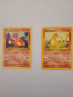 Pokemon Card Vintage Rare 1999 Charmander 46 Charmeleon 24 Base Set Starter - Image 1