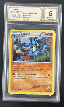 MGS 6 - Pokemon Lucario BW85 Holo Black & White Promo Card LP SWIRL - Portuguese - Image 1