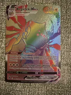 Regieleki VMAX Gold Secret Rare 198/195 Silver Tempest Pokemon Card NM Rainbow - Image 1