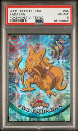 Kadabra #64 - Tekno Topps Chrome Pokemon 2000 TV Card - PSA 8 NM/MINT - Image 2