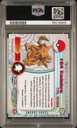 Kadabra #64 - Tekno Topps Chrome Pokemon 2000 TV Card - PSA 8 NM/MINT - Image 3