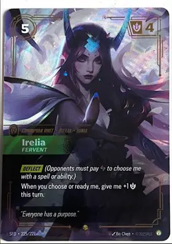 Irelia Fervent Overnumbered Spiritforged Riftbound English NM Card 225/221 - Image 1
