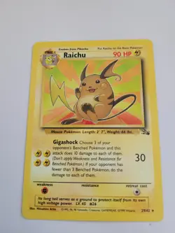 Raichu 29/62 Fossil Regular Black Star Rare Pokemon TCG Light Played - Image 3