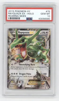 2015 POKEMON XY ROARING SKIES RAYQUAZA EX HOLO #75 PSA 10 Q1887 - Image 1