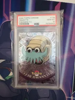 PSA 10 2000 Pokemon Game Topps Chrome Omanyte TV Rare Base Set Series 2 GEM MINT - Image 1