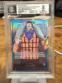 One Piece TCG Crocodile ST03-001 Leader Super Pre-Release BGS 8 - Image 1