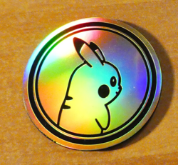 POKEMON COLLECTABLE JUMBO FLIP COIN GOLD HOLO TOKEN CARD CARTE PIKACHU M #6 - Image 1