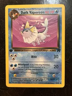 Dark Vaporeon 45/82 Pokemon Team Rocket 1st Edition Card NM/LP - Image 1