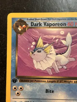 Dark Vaporeon 45/82 Pokemon Team Rocket 1st Edition Card NM/LP - Image 3