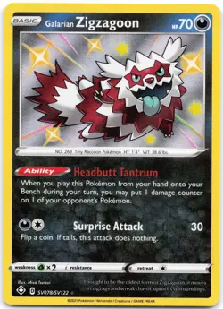 GALARIAN ZIGZAGOON SV078 SHINING FATES SHINY VAULT - Image 1