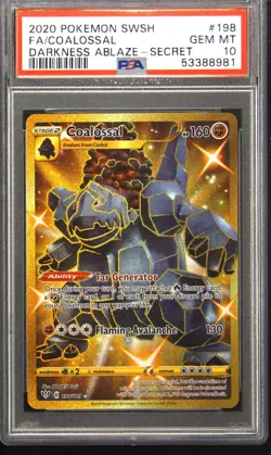 2020 POKEMON SWORD & SHIELD DARKNESS ABLAZE SECRET FULL ART/COALOSSAL PSA 10 - Image 1