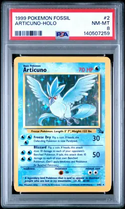 1999 POKEMON FOSSIL #2 ARTICUNO-HOLO PSA 8 - Image 1