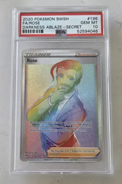Pokemon Rose 196/189 Darkness Ablaze Rainbow Rare PSA 10 GEM MINT Slab - Image 1