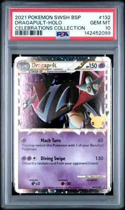 2021 POKEMON SWSH BLACK STAR PROMO CELEBRATIONS COLL #132 DRAGAPULT-HOLO PSA 10 - Image 1