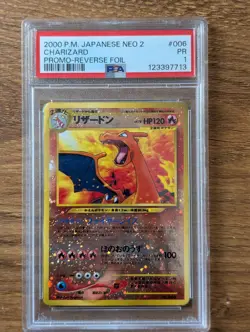 2000 Pokemon Japanese Neo 2 Promo PSA 1 Charizard Reverse Foil Holo #006 - Image 1