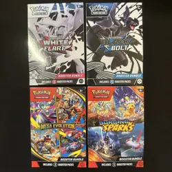 Pokemon Booster Bundle Lot White Flare, Black Bolt, Mega Evolution, Surging New - Image 1