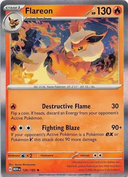 Pokemon TCG - Flareon - Rare Holo - Scarlet & Violet 151 - 136/165 - Image 1