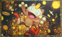 Meowth CCG Playmat - Gold Coins Card Mat - Pokemon Meowth TCG Playmat 24x14 NEW - Image 1