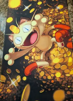 Meowth CCG Playmat - Gold Coins Card Mat - Pokemon Meowth TCG Playmat 24x14 NEW - Image 3