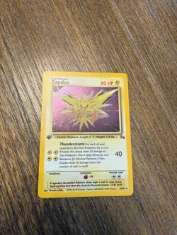 Zapdos 15/62 Fossil Holo 1st Edition Pokemon Card Rare - Image 1