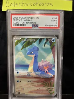 2025 POKEMON DRI EN-DESTINED RIVALS ILLUSTRATION RARE #194 MISTY'S LAPRAS PSA 9 - Image 1
